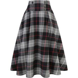 Plaid Skirt for Womens High Waist Aline Pleated Midi Skirts
